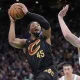 Donovan Mitchell et les Cavaliers ont donné du fil à retordre aux Celtics lors du match no 2 de la demi-finale de Conférence Est. KEYSTONE/AP/Steven Senne